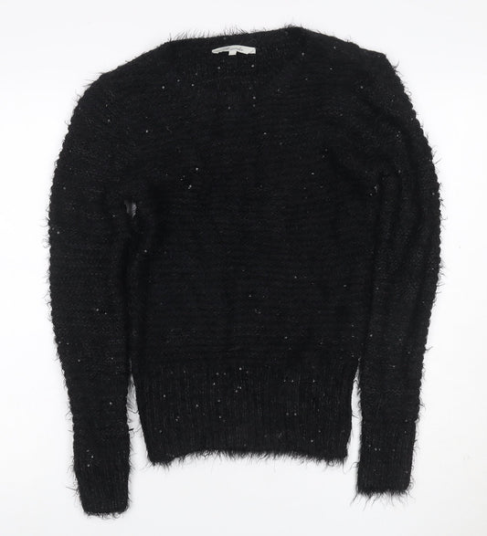 Brooks Women’s Black Size 12 Sequin Fuzzy Knit Pullover Jumper