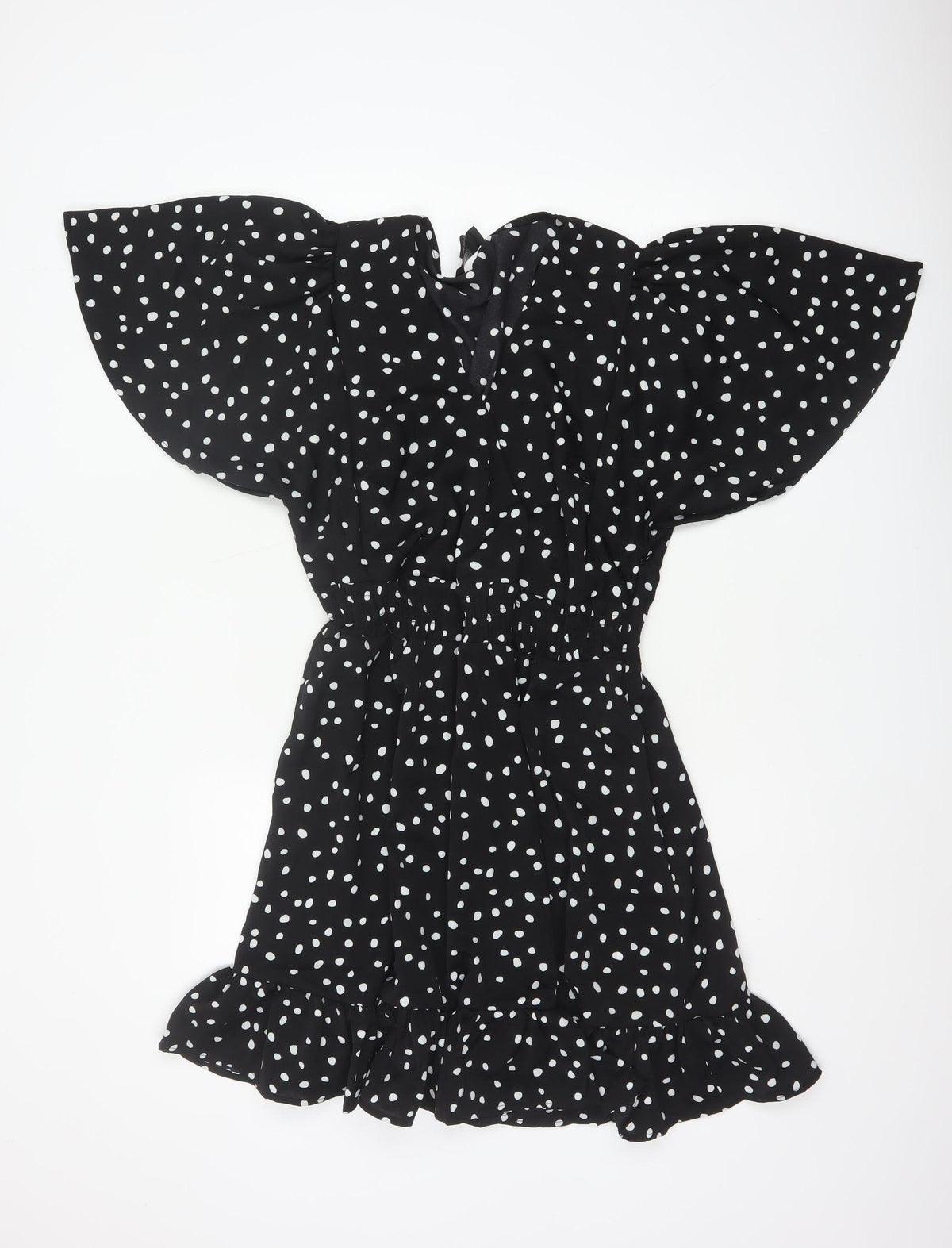 AX Paris Women Black Polka Dot Size 16 Off Shoulder Fit & Flare Dress