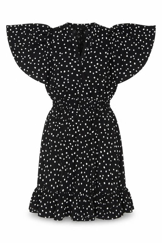 AX Paris Women Black Polka Dot Size 16 Off Shoulder Fit & Flare Dress
