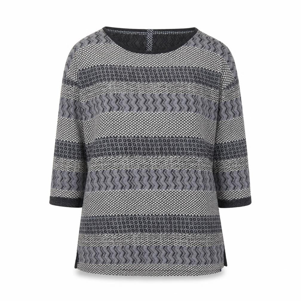White Stuff Women Black Grey Geometric Cotton Tunic Blouse UK 10