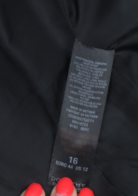 Brand and care label for Dorothy Perkins Women’s Navy Blue Textured Overcoat UK 16 Lined
