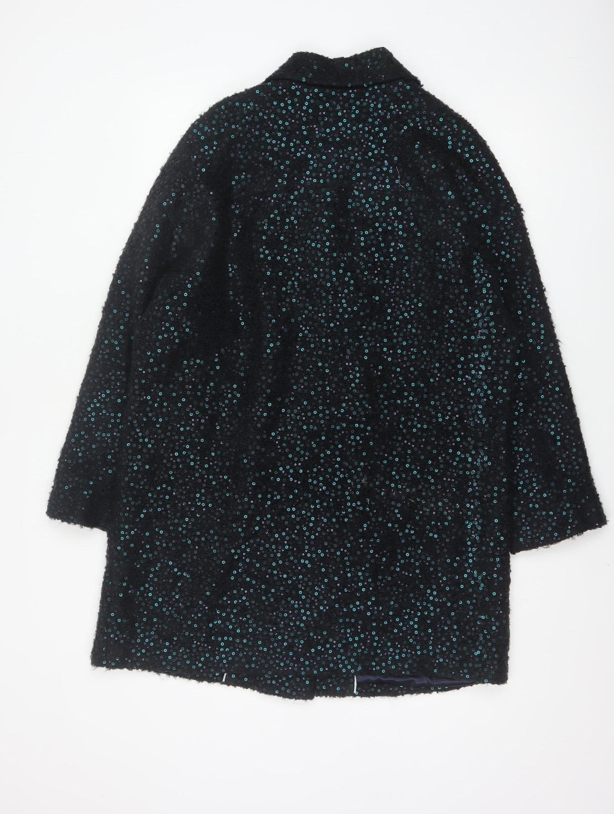 Marks & Spencer Women’s Black Size 14 Sequin Double Breasted Pea Coat