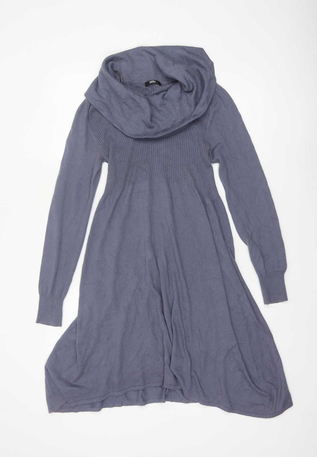 Marks & Spencer Women Blue UK 12 Cowl Neck Knit Jumper Dress