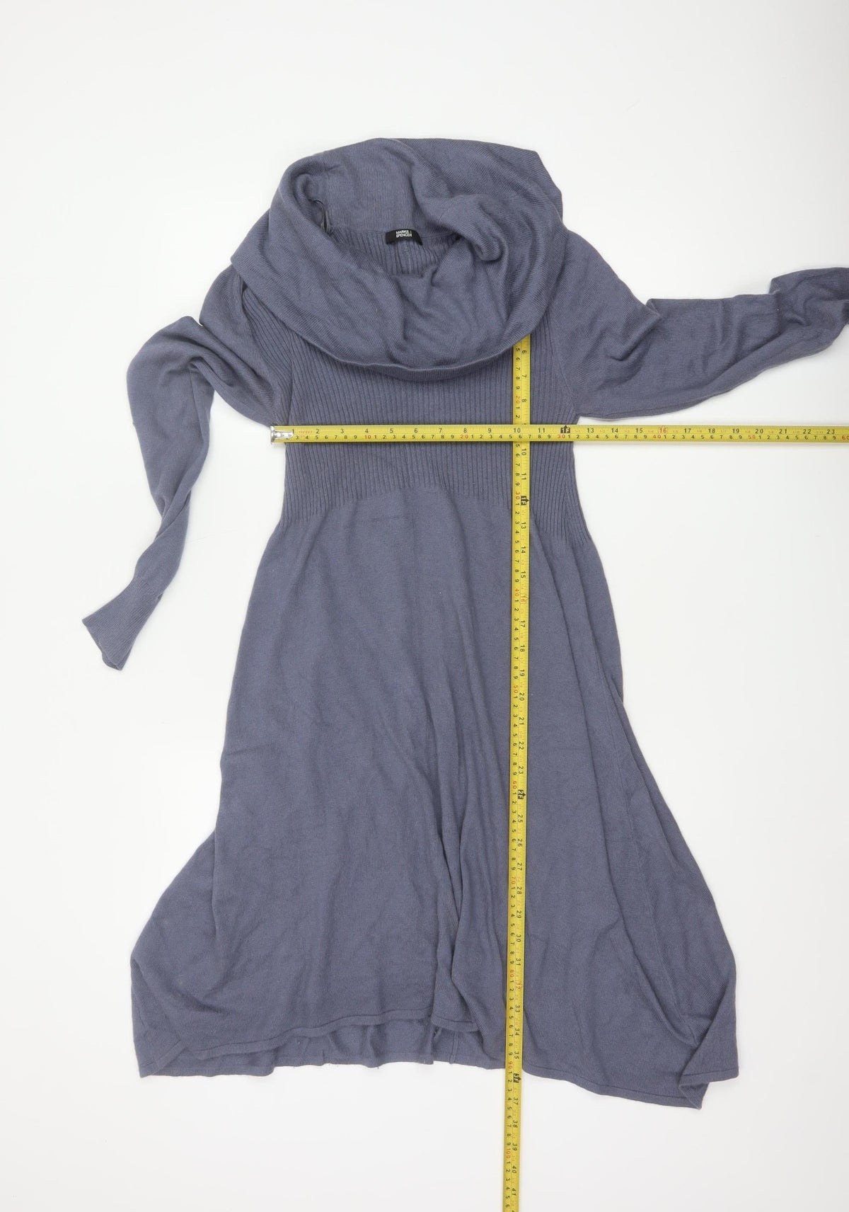 Marks & Spencer Women Blue UK 12 Cowl Neck Knit Jumper Dress