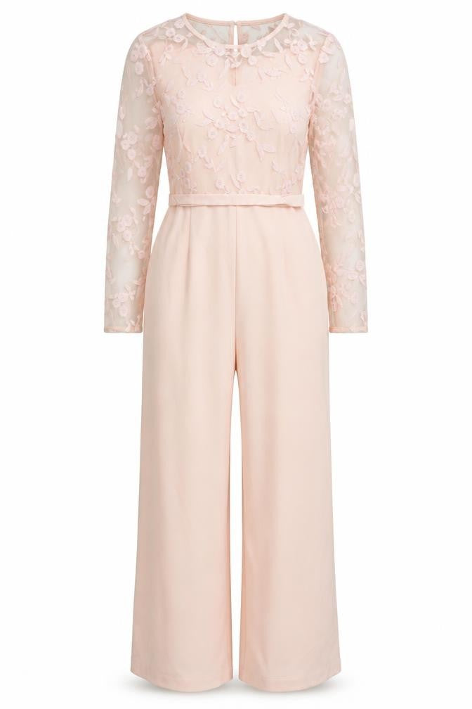 Coast Women Pink UK 14 Floral Lace Wide-Leg Occasion Jumpsuit
