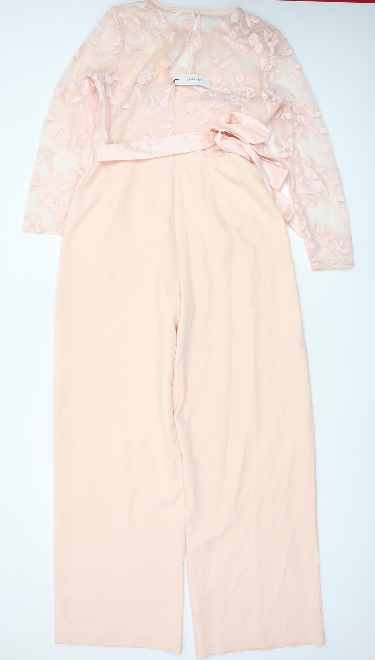 Coast Women Pink UK 14 Floral Lace Wide-Leg Occasion Jumpsuit