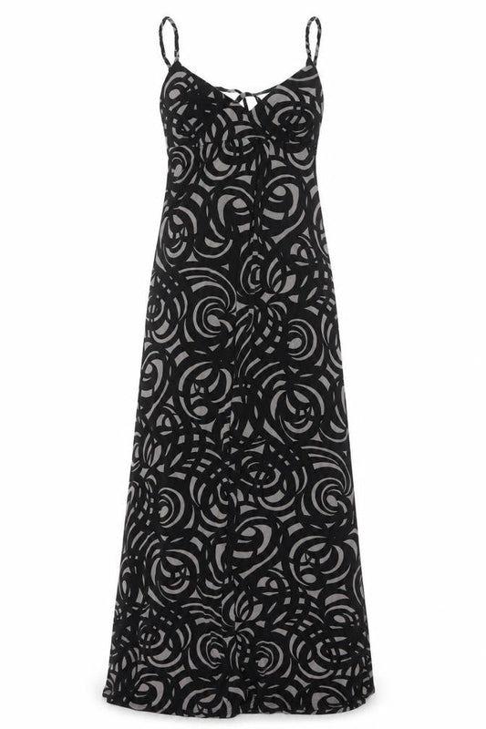 Jasper Conran Women Black Grey UK 10 Geometric Strappy Maxi Dress