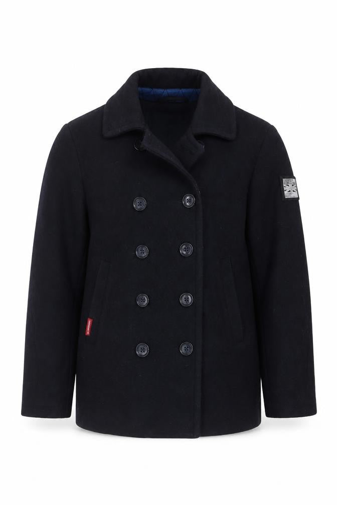 Superdry Men’s Navy XL Wool Blend Double Breasted Pea Coat