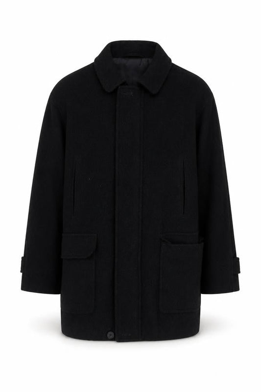 Marks & Spencer Men Grey M Pure Wool Water Resistant Overcoat