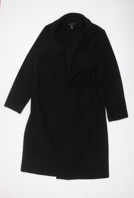 New Look Women’s Black UK 14 Long Open Overcoat Collared