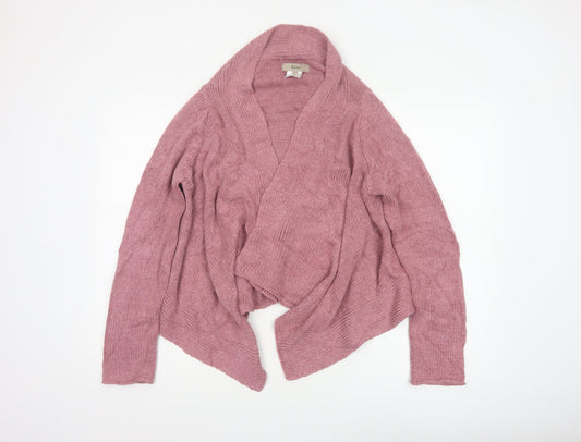Kew Women’s Pink L Open Wrap Cardigan Cotton Acrylic Cable Knit