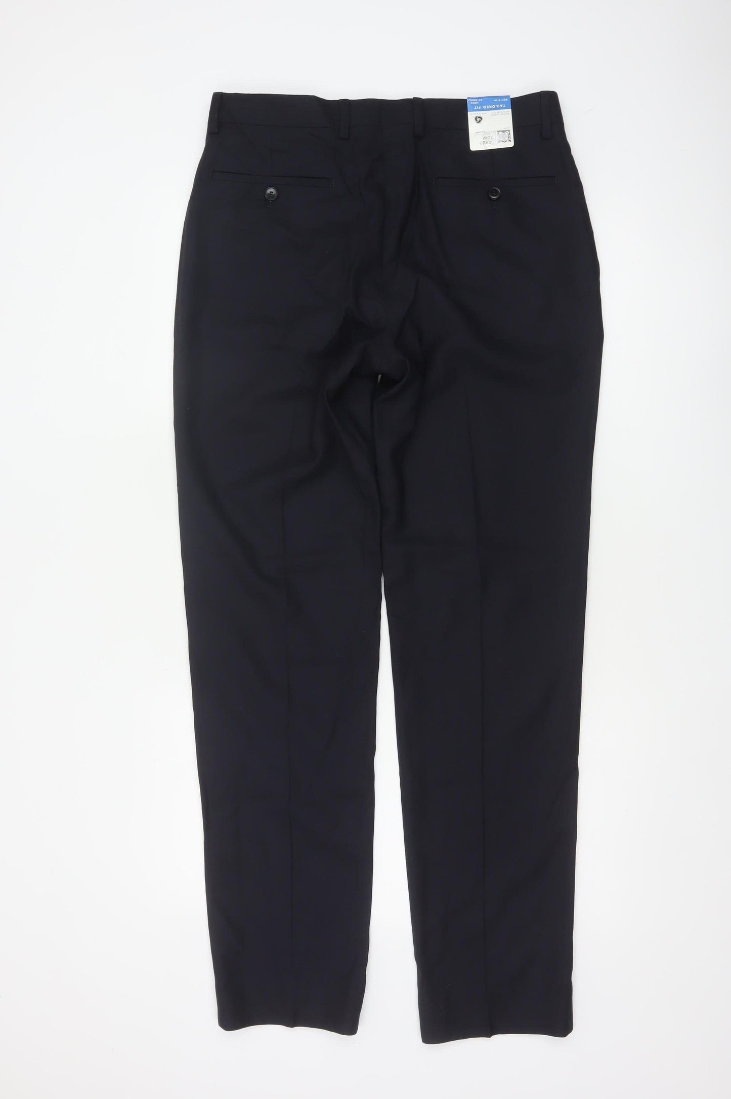Marks & Spencer Savile Row Men’s Navy 32L Pure Wool Tailored Dress Trousers