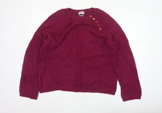 Heyton Women’s Red Lambswool Blend Henley Jumper Size 16 Button Knit