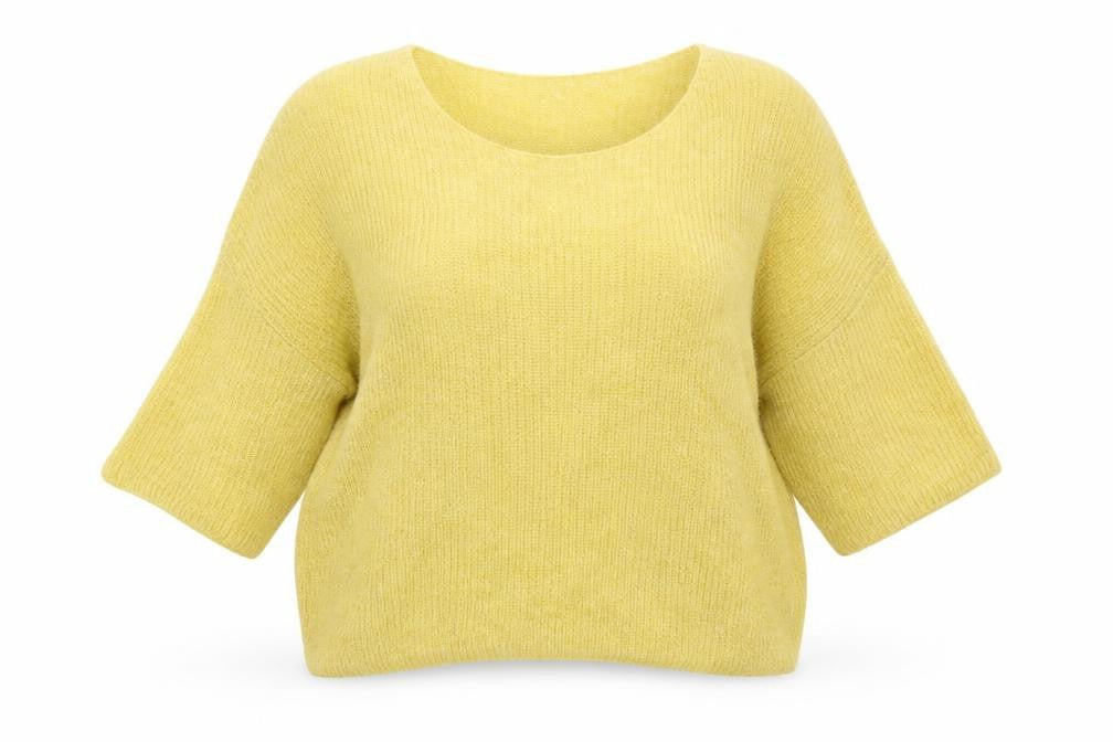 Soaked Women’s Yellow Mohair Blend Open Knit Pullover Jumper L