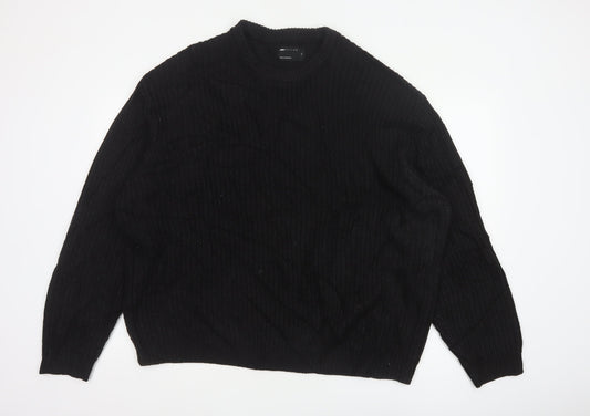 ASOS Men Black XL Cable Knit Crew Neck Pullover Jumper