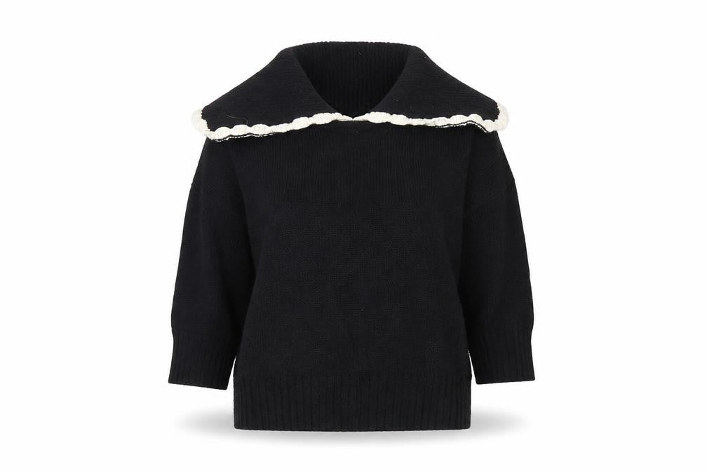 & Other Stories Women Black UK 6 Cowl Neck Wool Blend Knit Jumper