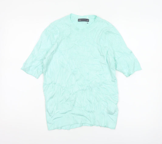 Marks and Spencer Women Green Size 16 Rib Knit Short Sleeve Jumper