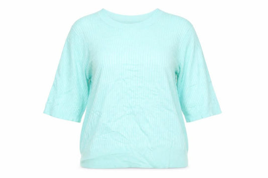 Marks & Spencer Women Green Size 16 Rib Knit Short Sleeve Jumper