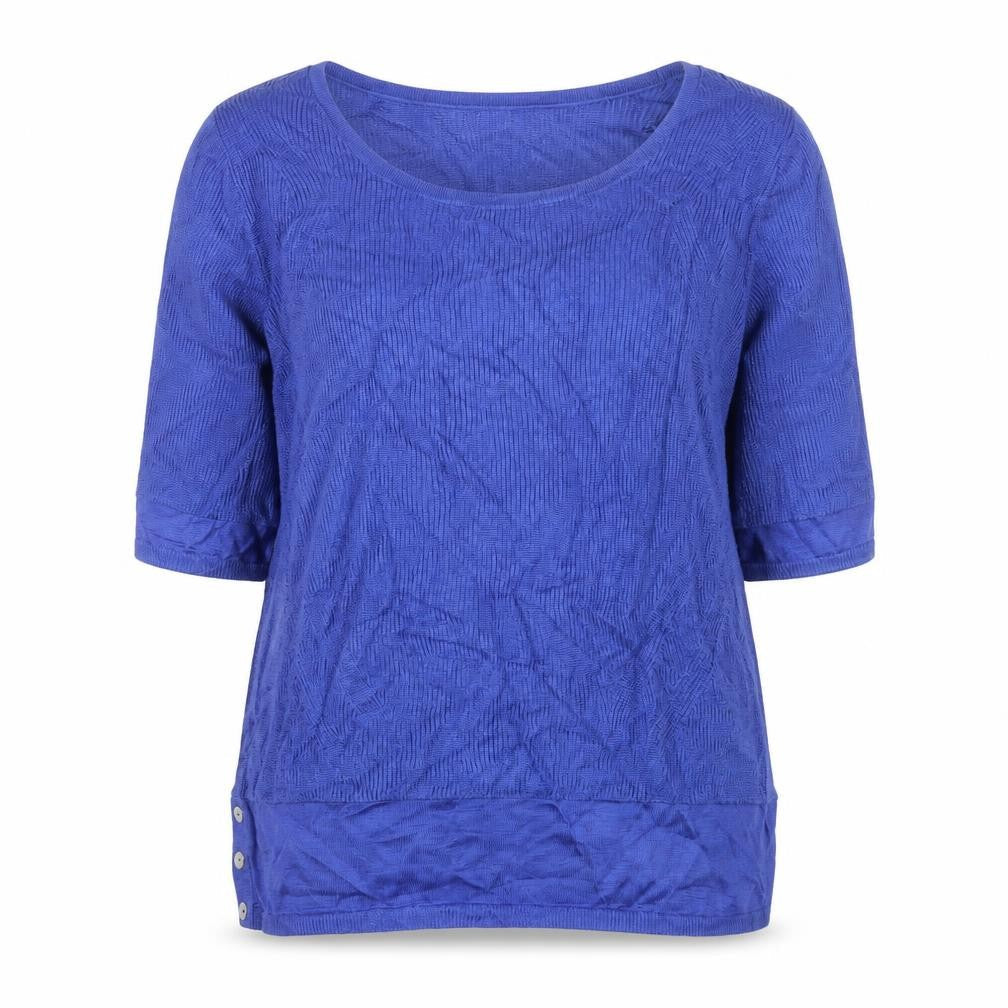 Marks & Spencer Women Blue UK 14 Short Sleeve Knit Jumper Button Detail