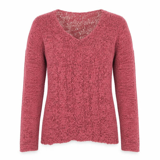Bhs Women’s Pink UK 16 Open-Knit V-Neck Long Sleeve Cardigan