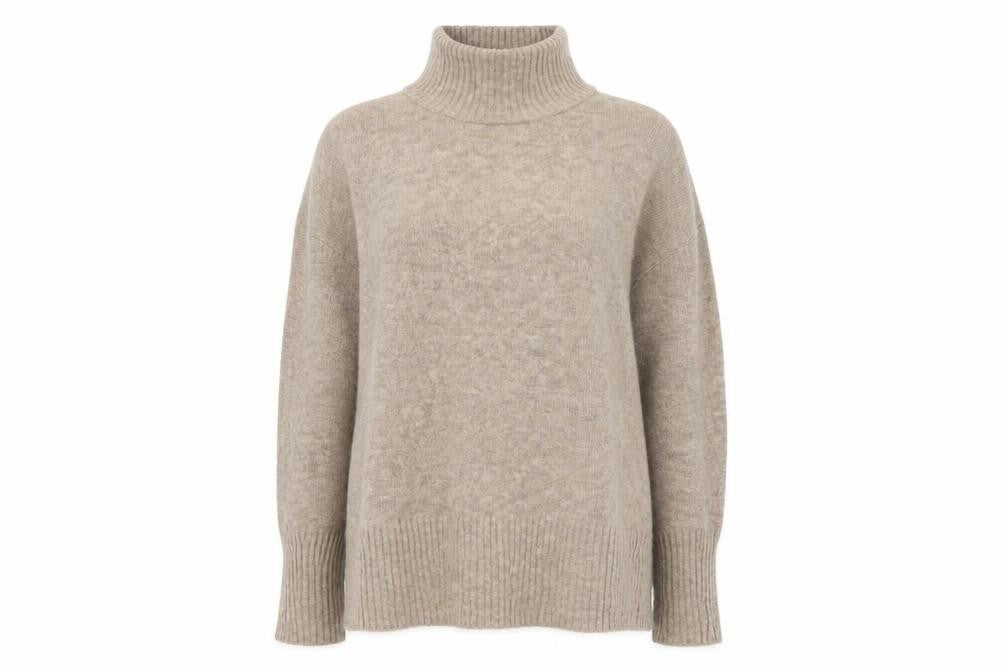 Selected Femme Women’s Beige M Wool Blend Roll Neck Jumper