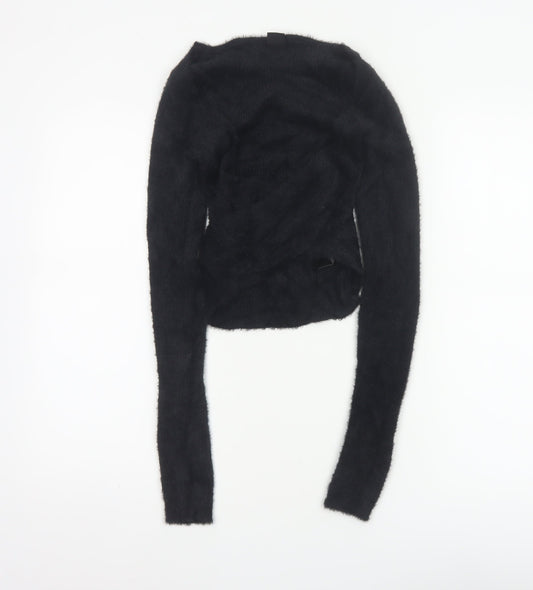 Urban Outfitters Women’s Black S Petite Fuzzy Knit Cropped Cardigan