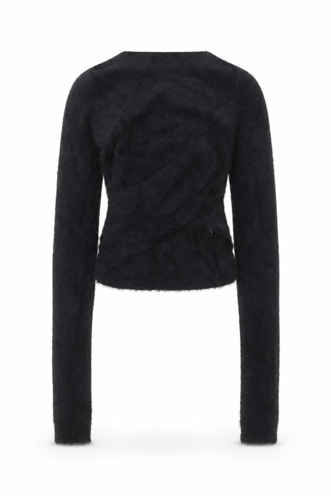 Urban Outfitters Women’s Black S Petite Fuzzy Knit Cropped Cardigan