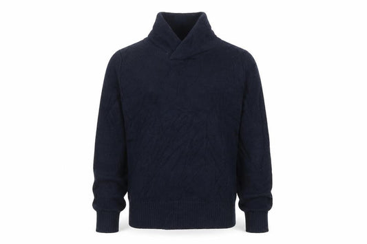 H&M LOGG Men’s Blue M Cable Knit Shawl Collar Cotton Jumper