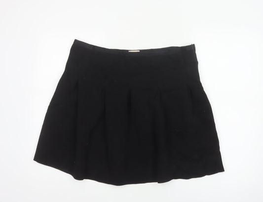 Gap Women Black XL Pleated Flare Short Skater Skirt