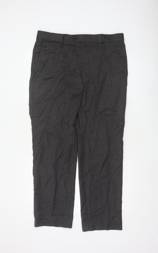 John Lewis Men’s Grey 36R Pure Wool Straight Dress Trousers