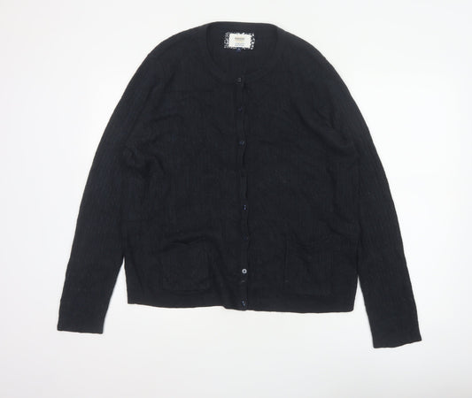 Maine Women’s Black Size 20 Cable Knit Button Cardigan with Pockets