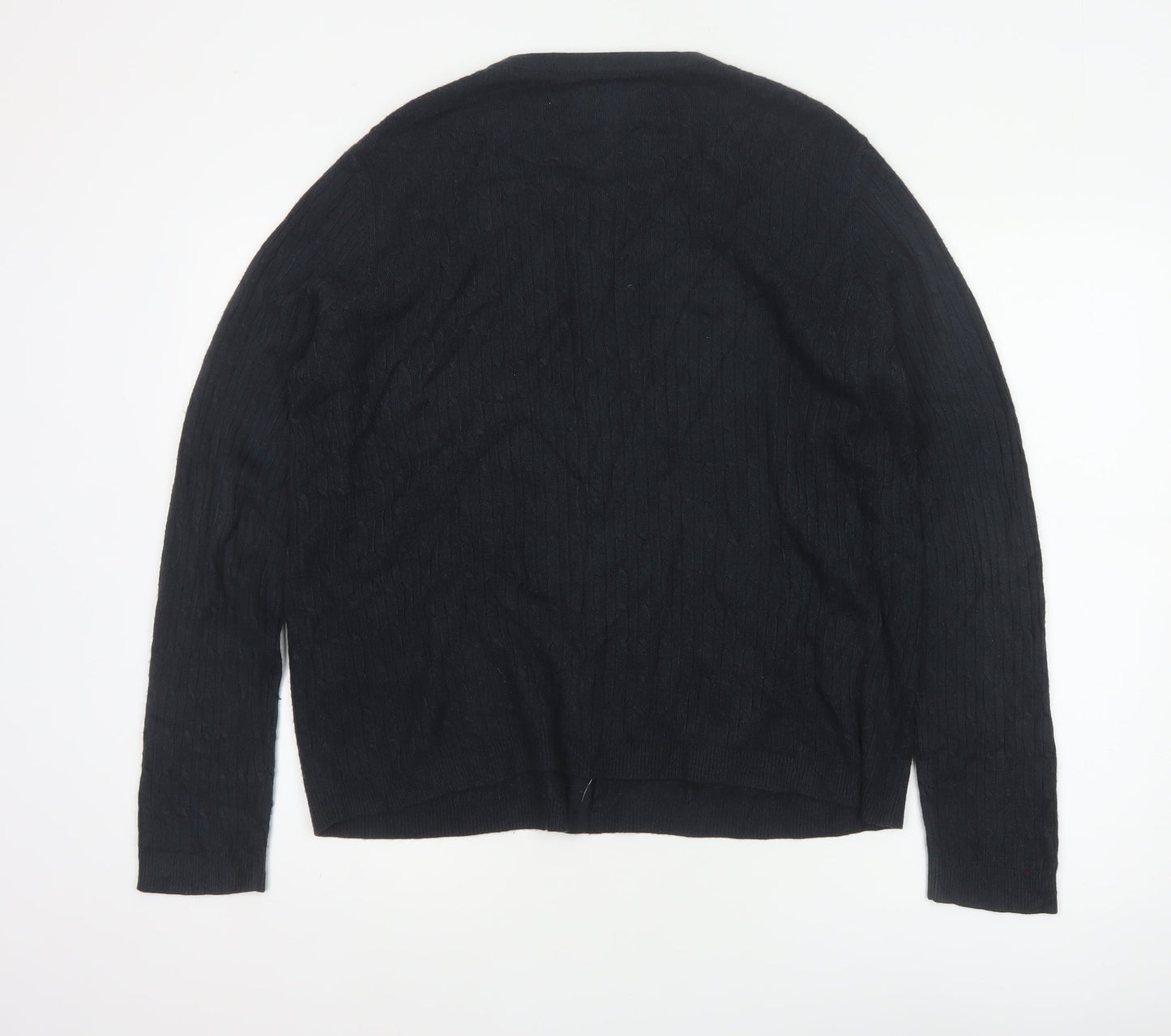 Maine Women’s Black Size 20 Cable Knit Button Cardigan with Pockets