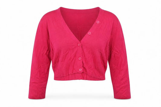 Marks & Spencer Women Pink UK 14 V-Neck Button Knit Cardigan