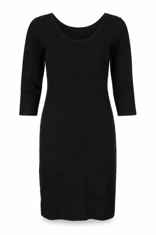 Gestuz Women Black M Knee Length Sheath Knit 3/4 Sleeve Dress