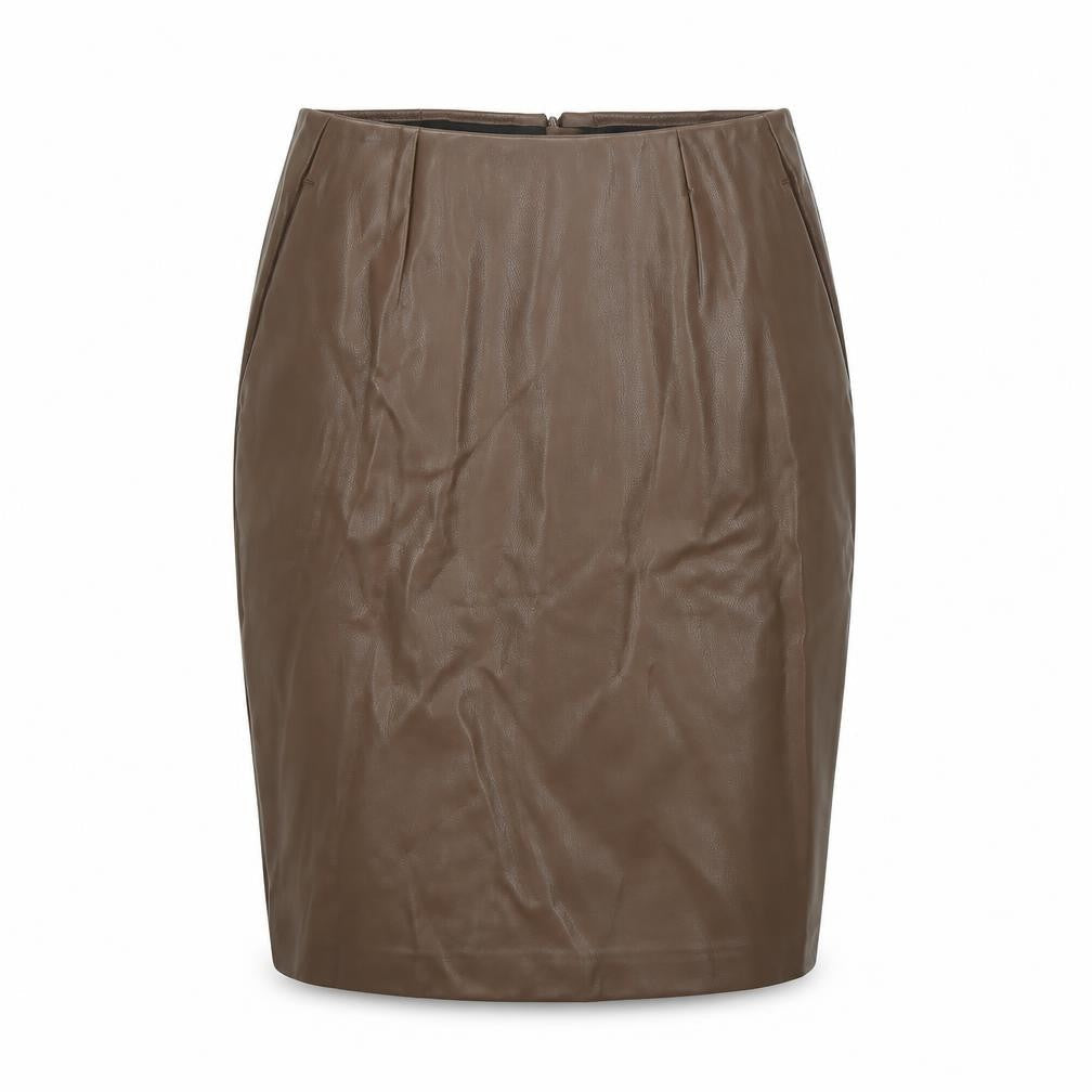 Marks & Spencer Women Brown UK 8 Faux Leather Pencil Knee Skirt