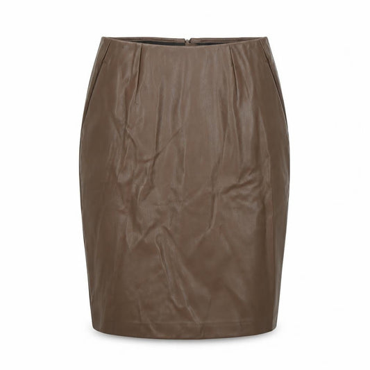 Marks & Spencer Women Brown UK 8 Faux Leather Pencil Knee Skirt