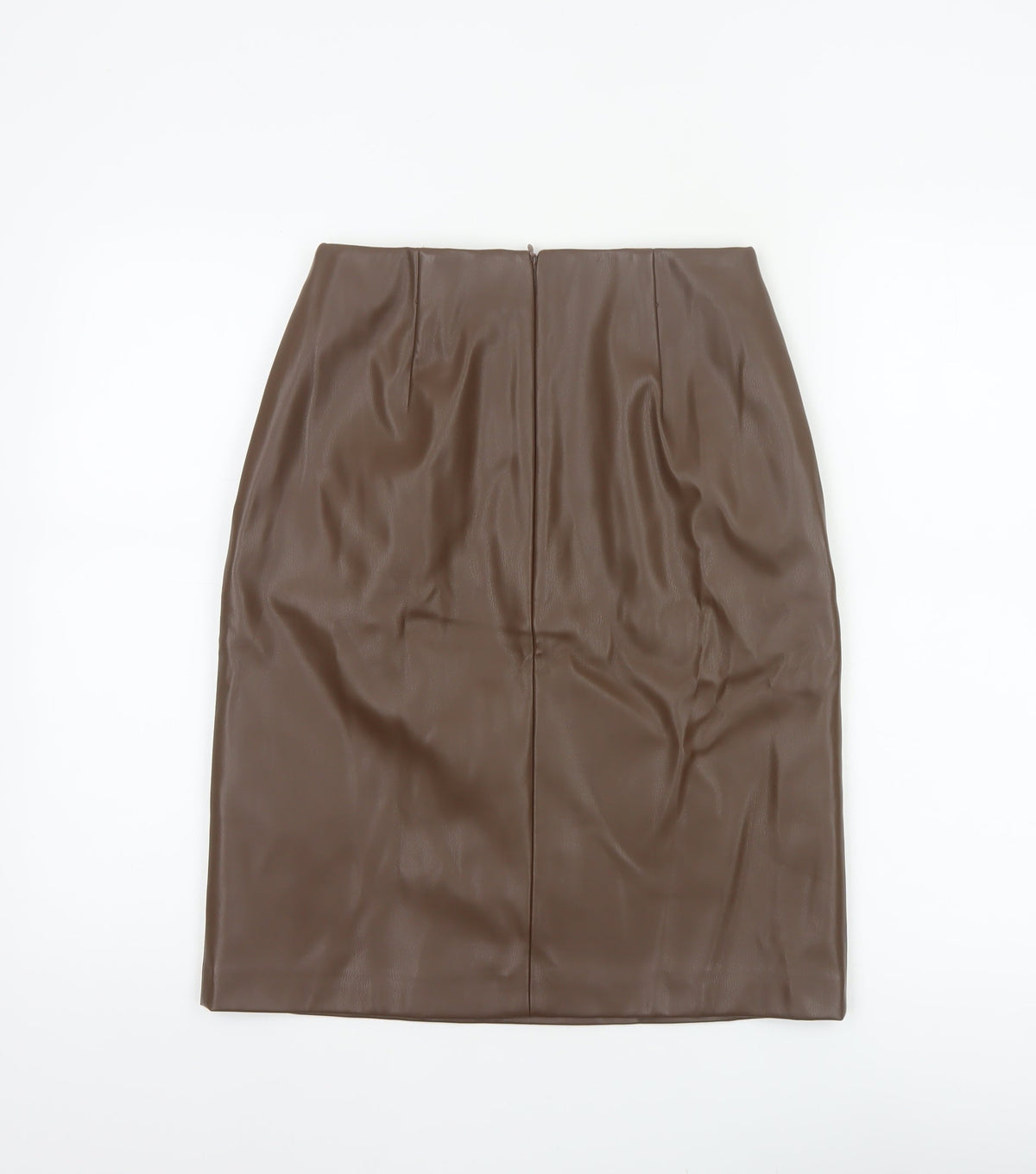 Marks & Spencer Women Brown UK 8 Faux Leather Pencil Knee Skirt
