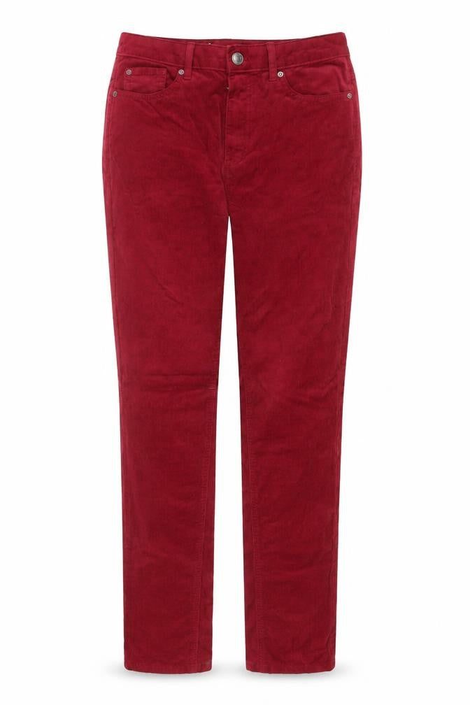 Marks & Spencer Women Red Corduroy Straight Trousers UK 10