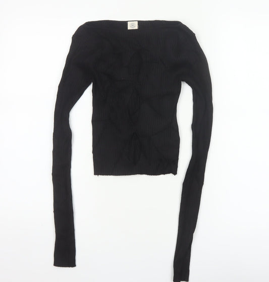 The Ragged Priest Women Black S Ribbed Boat Neck Knit Jumper