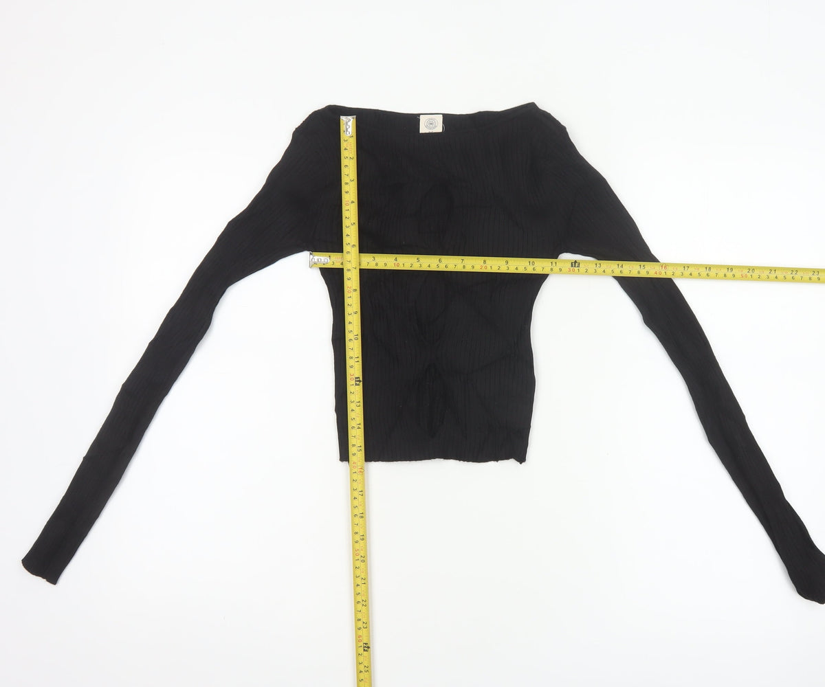 The Ragged Priest Women Black S Ribbed Boat Neck Knit Jumper