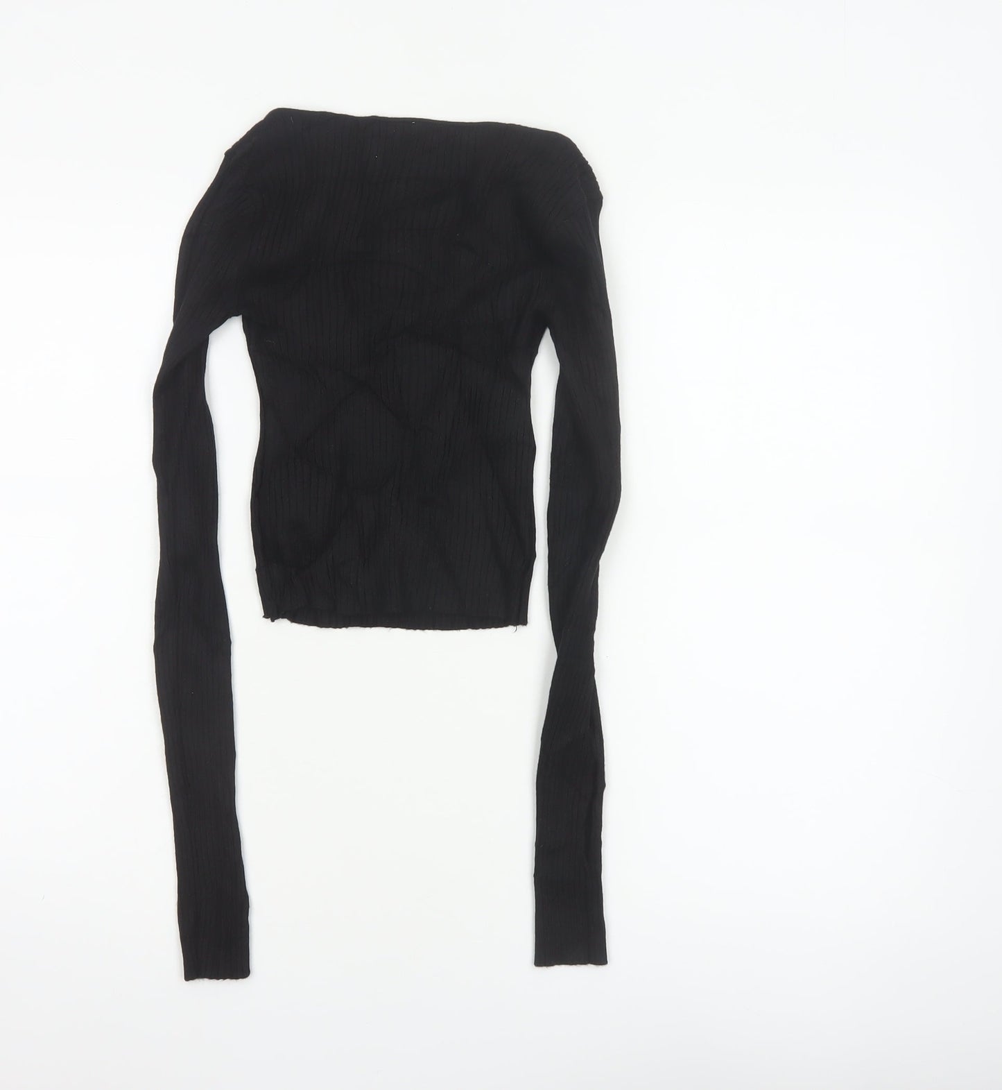 The Ragged Priest Women Black S Ribbed Boat Neck Knit Jumper