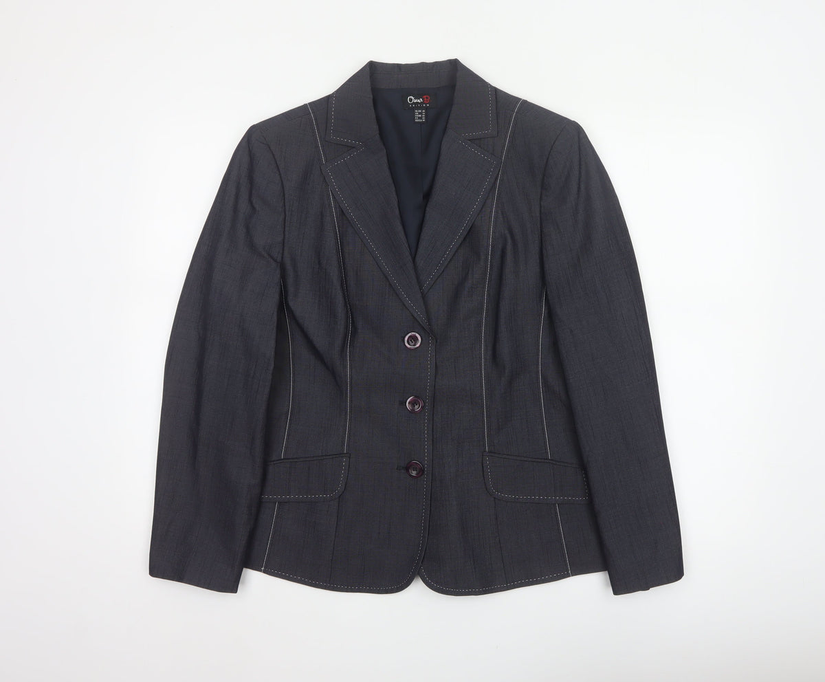 Additional front view of Oscar B. Women’s Black, size UK 14, Tailored 3 Button Blazer Jacket