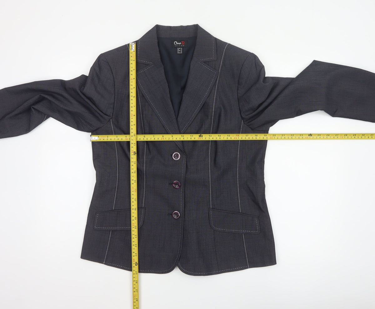 Back view of Oscar B. Women’s Black, size UK 14, Tailored 3 Button Blazer Jacket