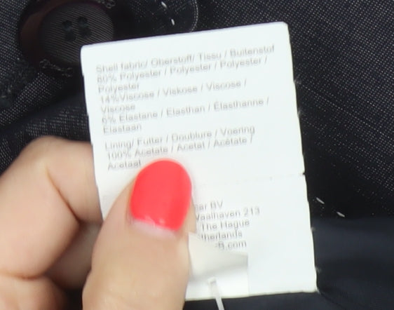 Brand and care label for Oscar B. Women’s Black, size UK 14, Tailored 3 Button Blazer Jacket