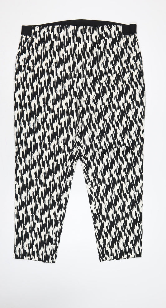 Marks & Spencer Women’s Black White UK 20 Tapered Stretch Trousers