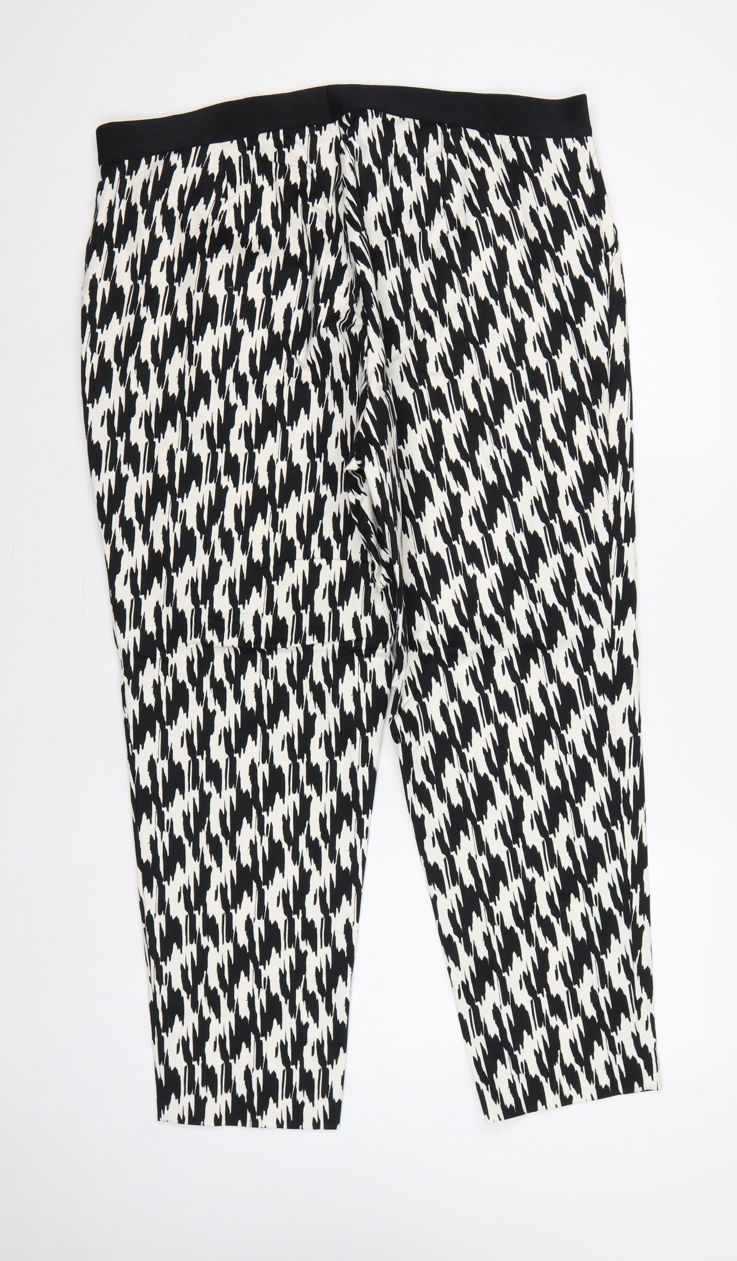 Marks & Spencer Women’s Black White UK 20 Tapered Stretch Trousers