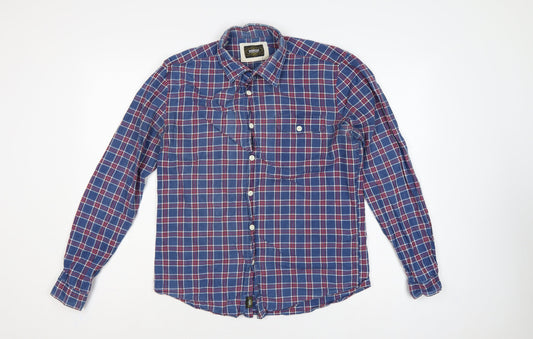 Barbour International Men’s Blue Plaid Check Long Sleeve Shirt M