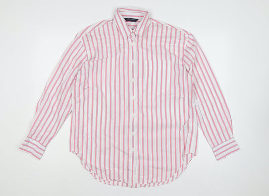 Marks & Spencer Women Pink Striped Cotton Button-Up Shirt UK 14