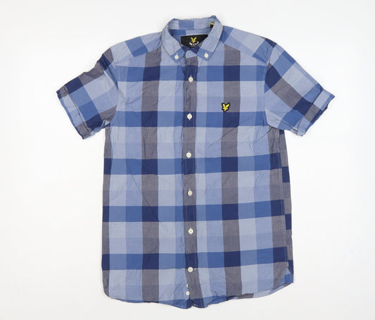 Lyle & Scott Men's Blue Check XS Short Sleeve Button-Down Shirt