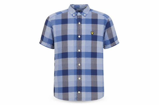Lyle & Scott Men's Blue Check XS Short Sleeve Button-Down Shirt